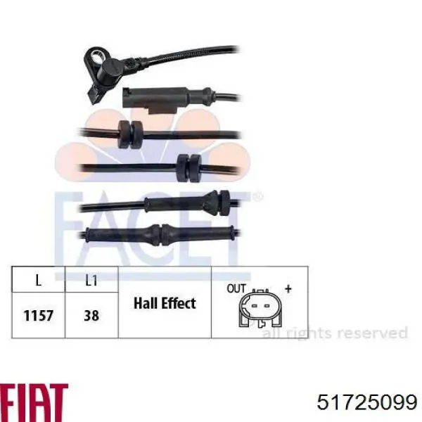 Sensor ABS 51725099 Fiat/Alfa/Lancia