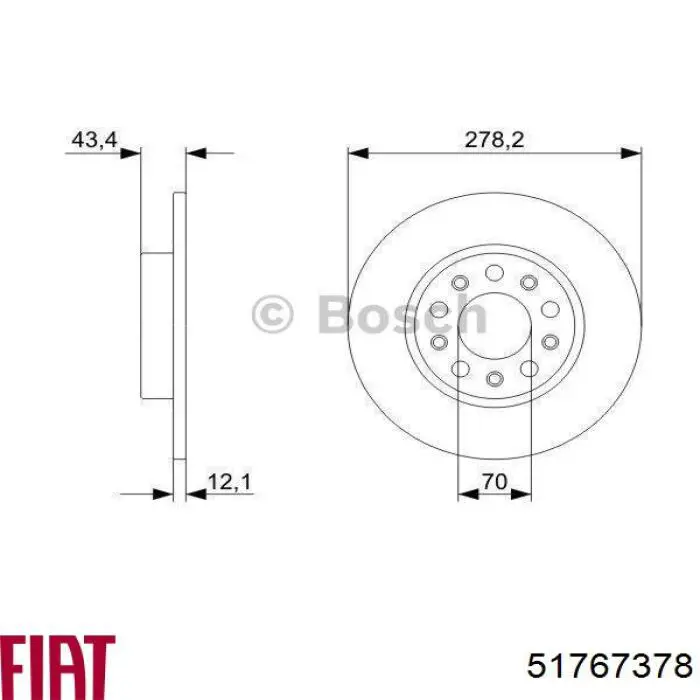 Comprar 51767378 Fiat/Alfa/Lancia Disco de freno trasero