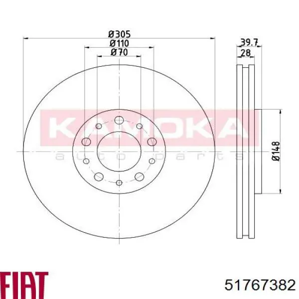 Comprar 51767382 Fiat/Alfa/Lancia Freno de disco delantero