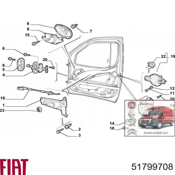 51799708 Fiat/Alfa/Lancia asegurador puerta delantera