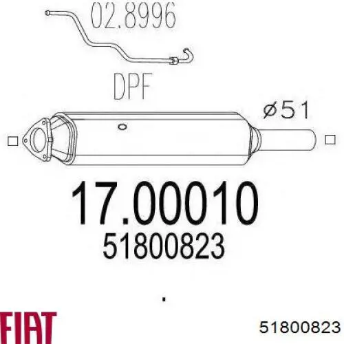 51800823 Fiat/Alfa/Lancia filtro hollín/partículas, sistema escape