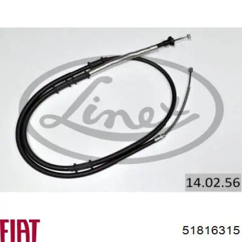 51816315 Fiat/Alfa/Lancia cable de freno de mano trasero derecho/izquierdo
