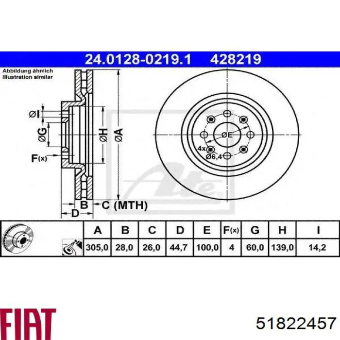 Comprar 51822457 Fiat/Alfa/Lancia Freno de disco delantero