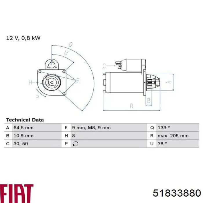 Burro de arranque  Fiat/Alfa/Lancia 51833880 precio, desde 53,72 EUR