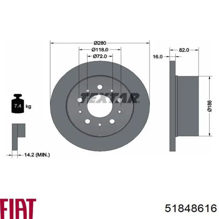 Comprar 51848616 Fiat/Alfa/Lancia Disco de freno trasero