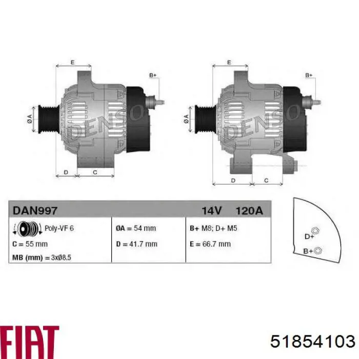Alternador 51854103 Peugeot/Citroen