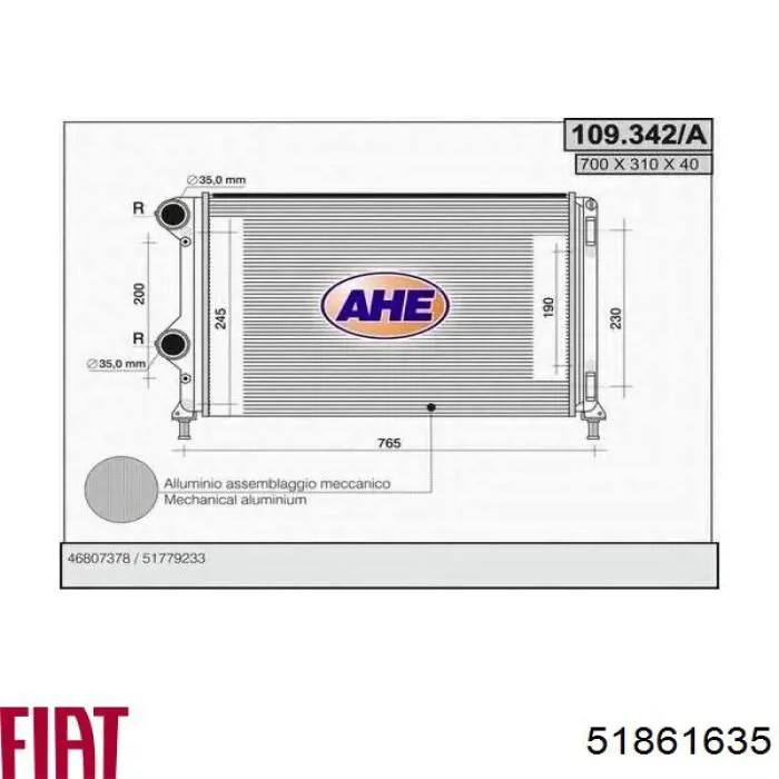 Água radiador Fiat/Alfa/Lancia 51861635 precio, desde 74,23 EUR