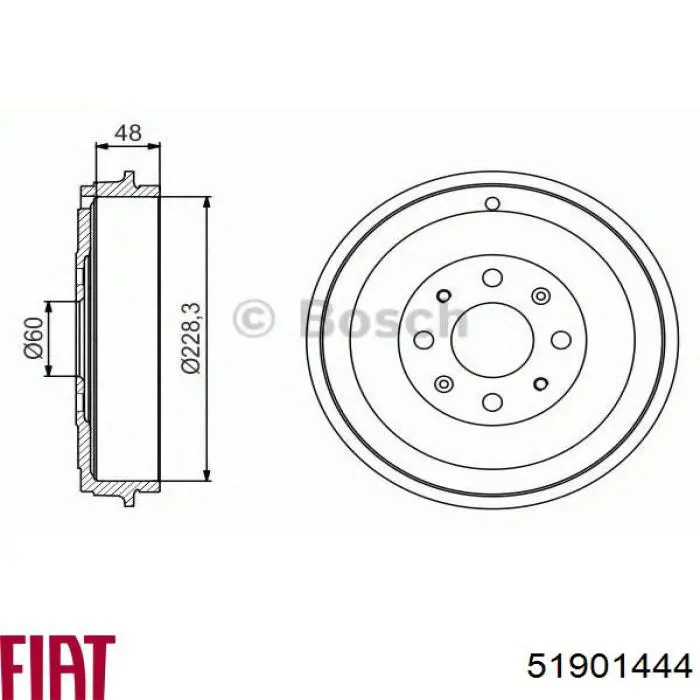 51901444 Fiat/Alfa/Lancia freno de tambor trasero
