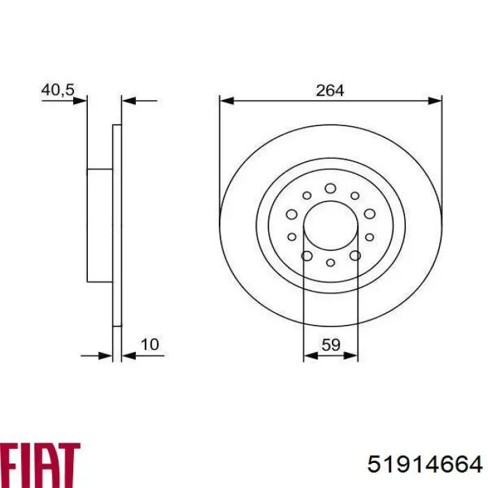 Disco de freno trasero 51914664 Fiat/Alfa/Lancia