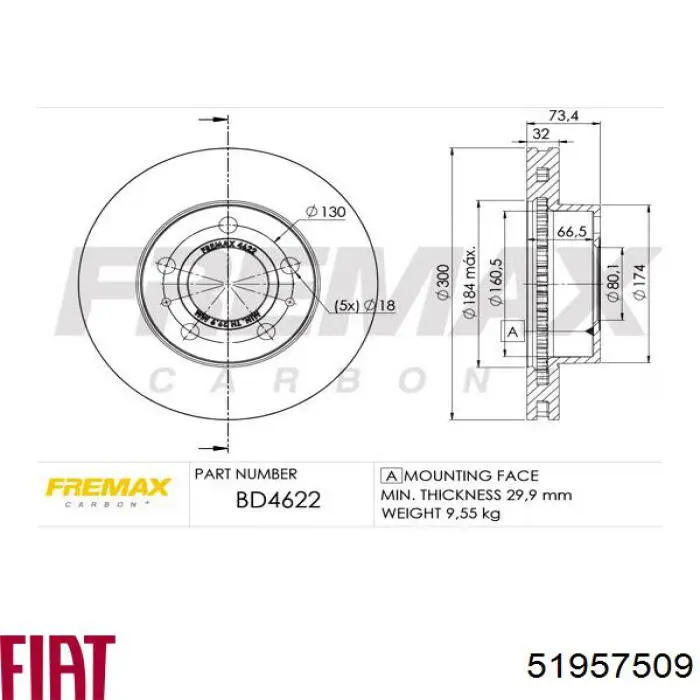 Comprar 51957509 Fiat/Alfa/Lancia Freno de disco delantero