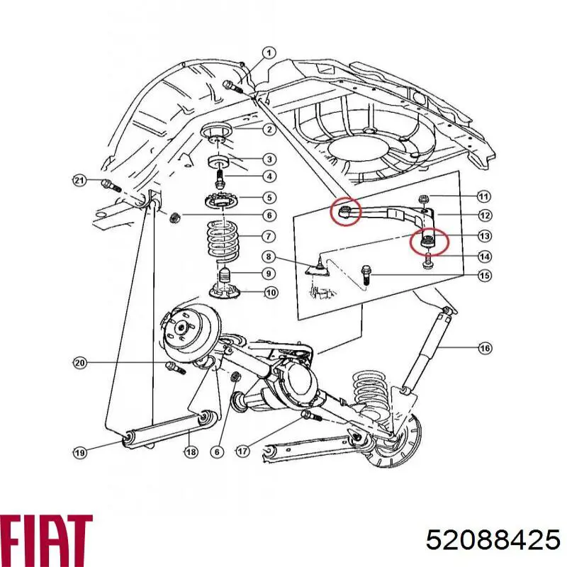 52088425 Fiat/Alfa/Lancia silentblock de brazo de suspensión trasero superior
