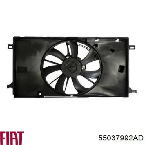 55037992AD Fiat/Alfa/Lancia difusor de radiador, ventilador de refrigeración, condensador del aire acondicionado, completo con motor y rodete