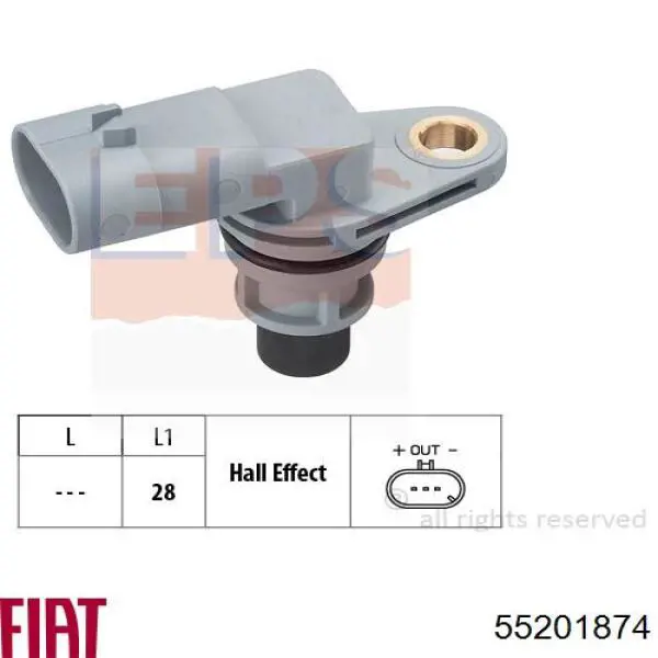 Sensor de posición del árbol de levas Fiat 500 312