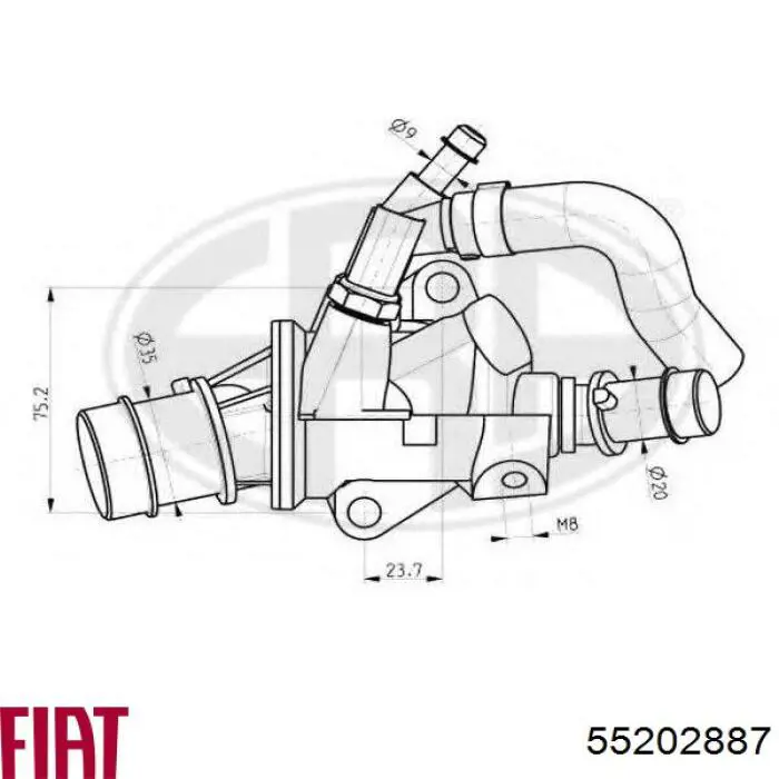 55202887 Fiat/Alfa/Lancia caja del termostato