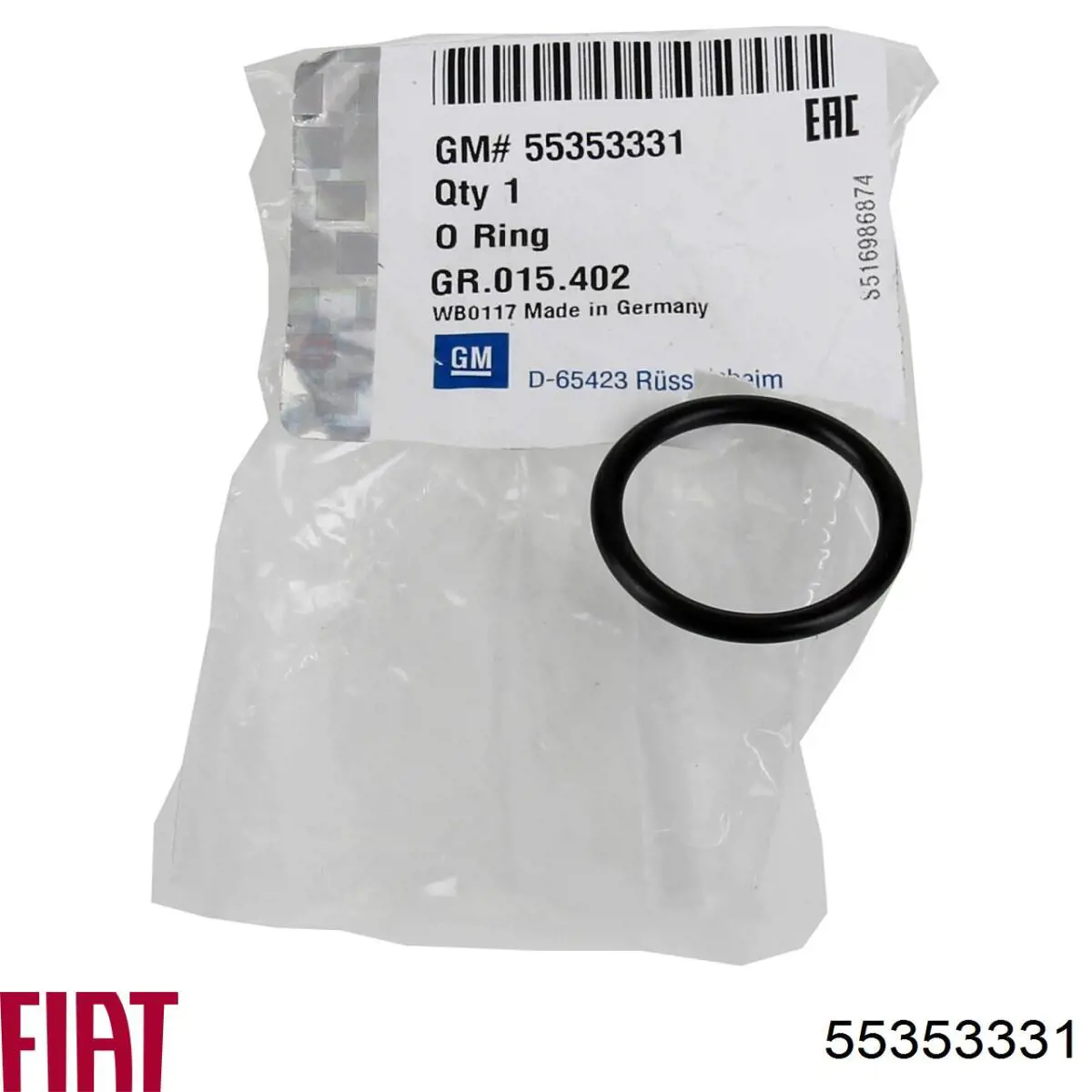 Anillo de sellado del enfriador de aceite 55353331 Fiat/Alfa/Lancia
