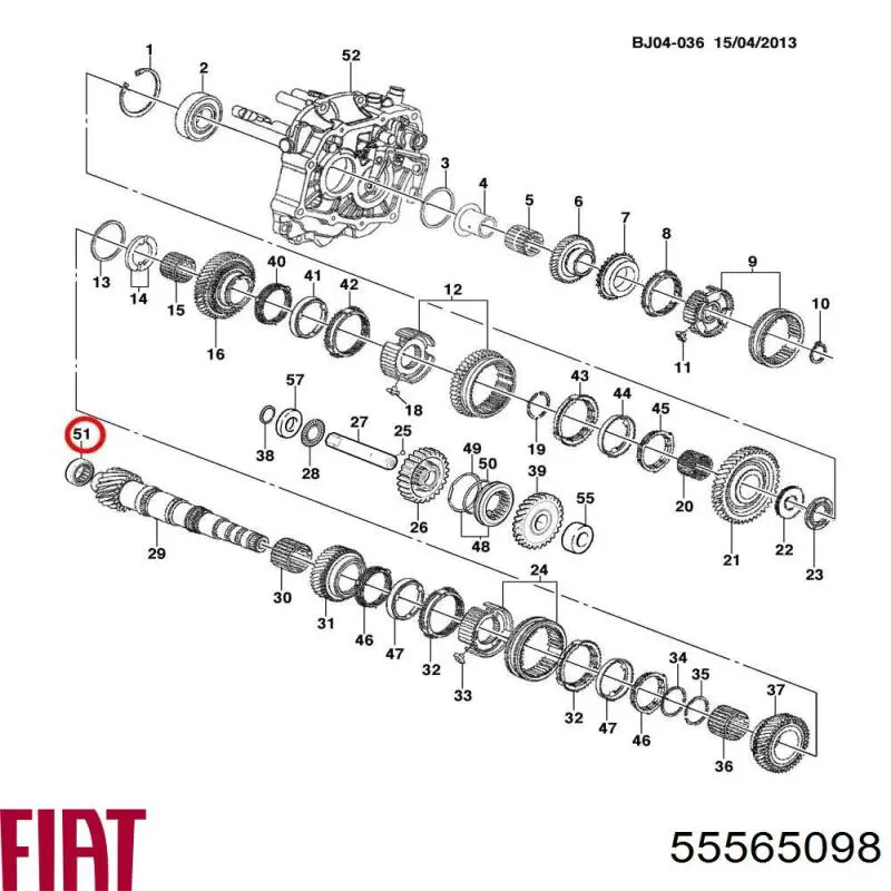 Rodamiento caja de cambios 55565098 Fiat/Alfa/Lancia