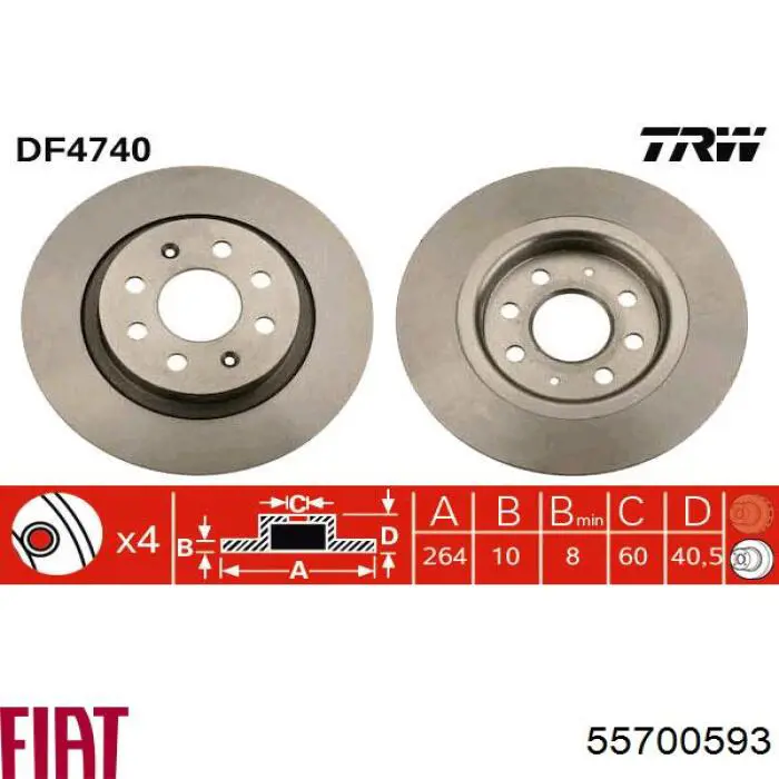55700593 Fiat/Alfa/Lancia disco de freno trasero