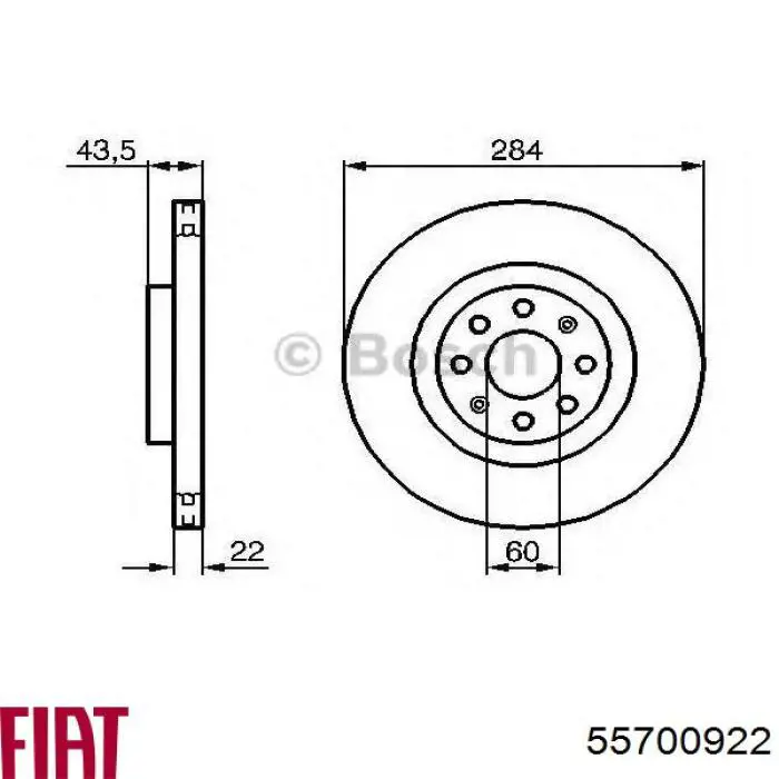 Disco de freno delantero Fiat/Alfa/Lancia 55700922