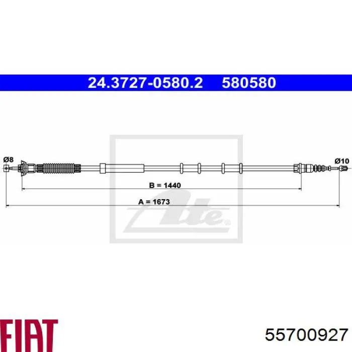 55700927 Fiat/Alfa/Lancia cable de freno de mano trasero derecho