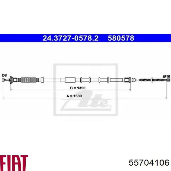 55704106 Fiat/Alfa/Lancia cable de freno de mano trasero derecho