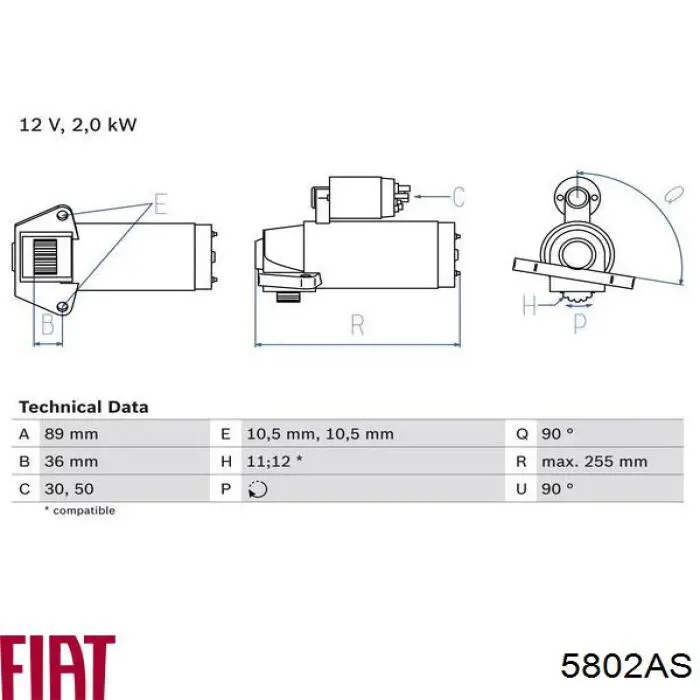 5802AS Fiat/Alfa/Lancia motor de arranque