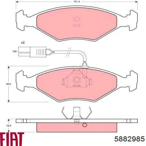 5882985 Fiat/Alfa/Lancia pastillas de freno delanteras