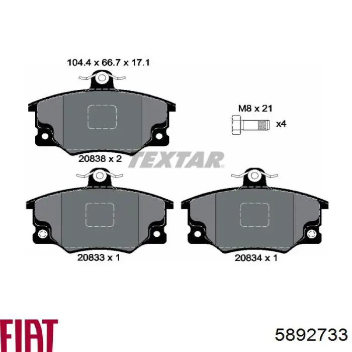 Pastillas de freno delanteras Fiat Tipo 160
