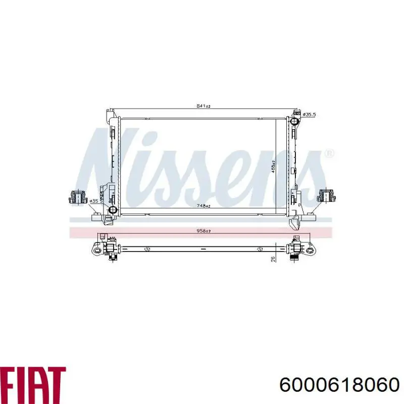 6000618060 Fiat/Alfa/Lancia radiador refrigeración del motor