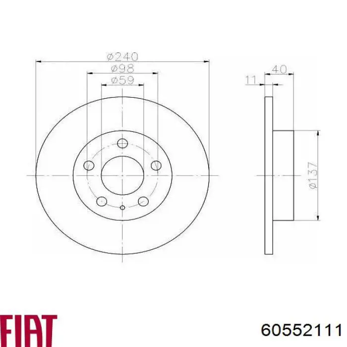 60552111 Fiat/Alfa/Lancia disco de freno trasero