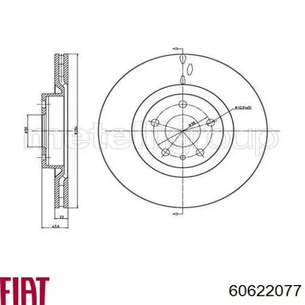 60622077 Fiat/Alfa/Lancia freno de disco delantero