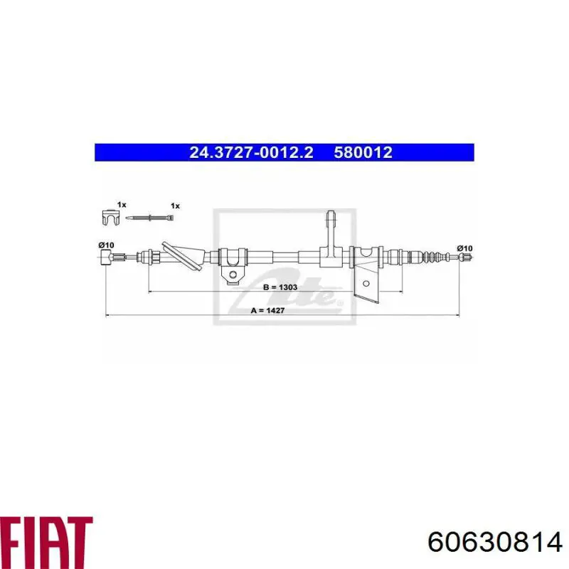 60630814 Fiat/Alfa/Lancia cable de freno de mano trasero derecho/izquierdo