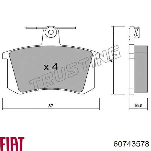 60743578 Fiat/Alfa/Lancia pastillas de freno traseras