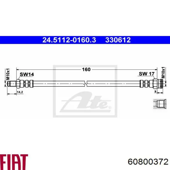 60800372 Fiat/Alfa/Lancia tubo flexible de frenos trasero