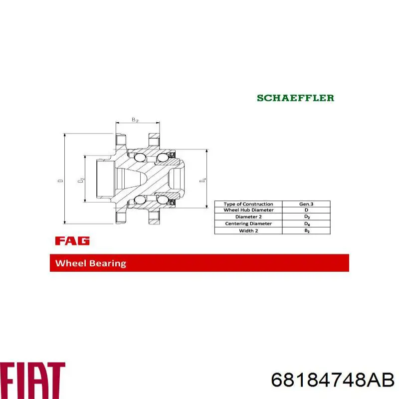 Buje de rueda delantero 68184748AB Fiat/Alfa/Lancia