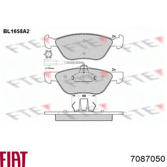 7087050 Fiat/Alfa/Lancia pastillas de freno delanteras