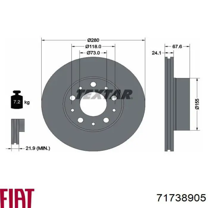Comprar 71738905 Fiat/Alfa/Lancia Freno de disco delantero