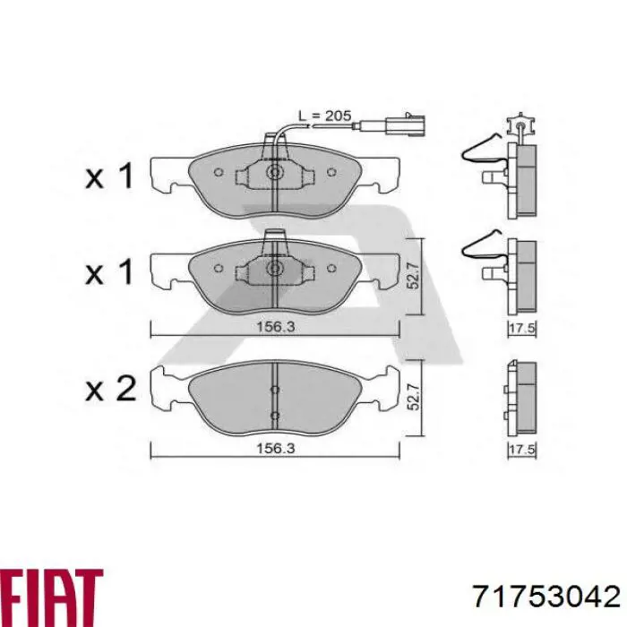 71753042 Fiat/Alfa/Lancia pastillas de freno delanteras