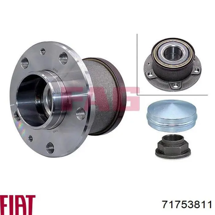 Cubo de rueda trasero 71753811 Fiat/Alfa/Lancia