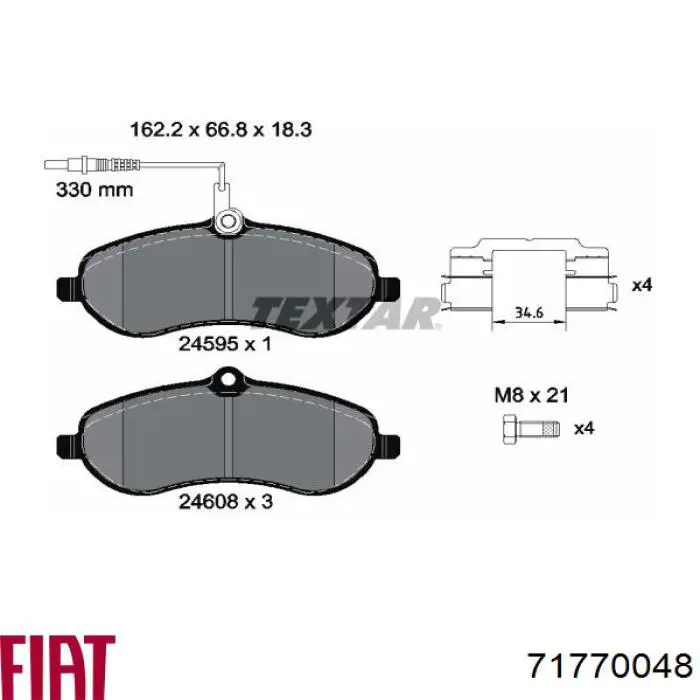 71770048 Fiat/Alfa/Lancia pastillas de freno delanteras