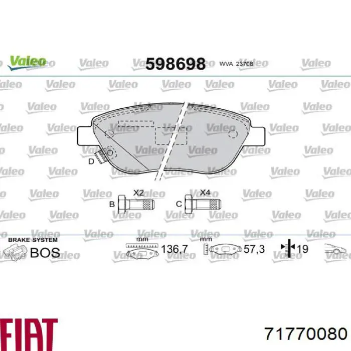 Comprar 71770080 Fiat/Alfa/Lancia Pastillas delanteras de freno