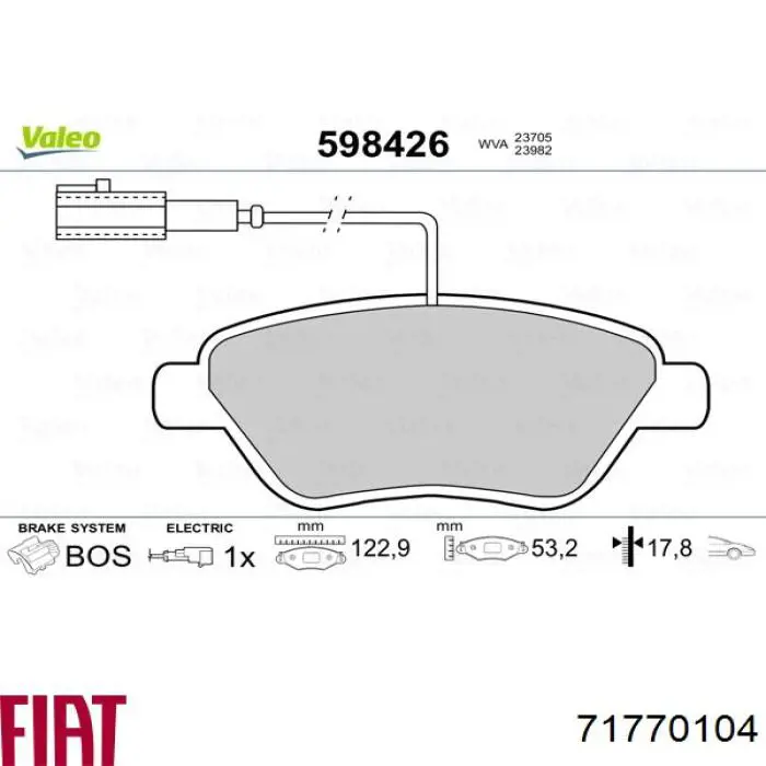 Comprar 71770104 Fiat/Alfa/Lancia Pastillas delanteras de freno