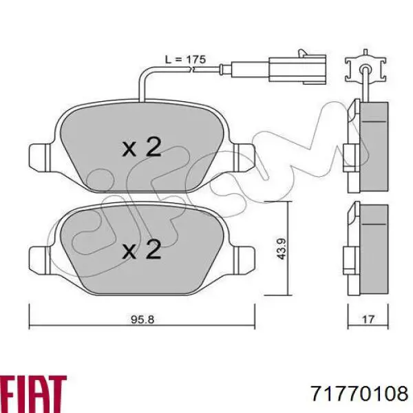 71770108 Fiat/Alfa/Lancia Pastillas freno traseras