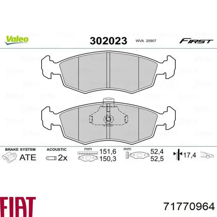 Pastillas freno delanteras Fiat/Alfa/Lancia 71770964 precio, desde 22,89 EUR