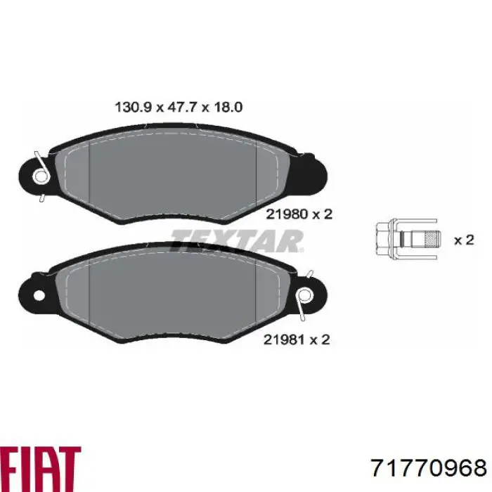 71770968 Fiat/Alfa/Lancia pastillas de freno delanteras