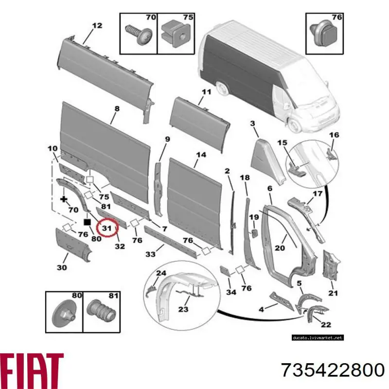 Extensión de la aleta trasera derecha 735422800 Chrysler