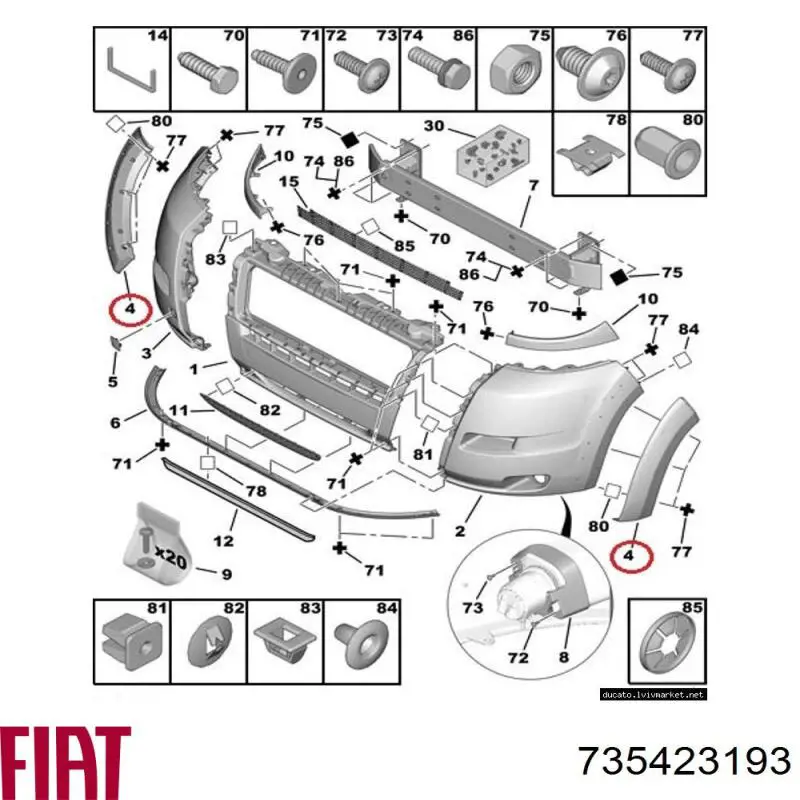 Moldura izquierda del parachoques delantero Fiat/Alfa/Lancia 735423193 precio, desde 23,93 EUR