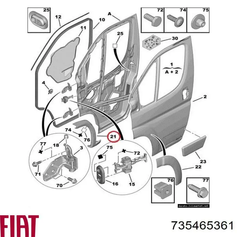 735465361 Fiat/Alfa/Lancia Extensión de la aleta delantera derecha