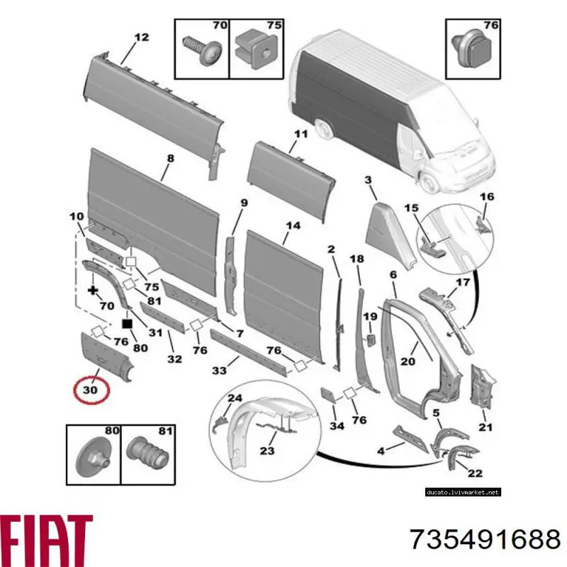 Ensanchamiento, guardabarros trasero izquierdo para Fiat Ducato (250)