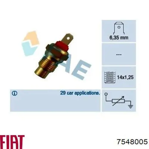 7548005 Fiat/Alfa/Lancia sensor de temperatura del refrigerante