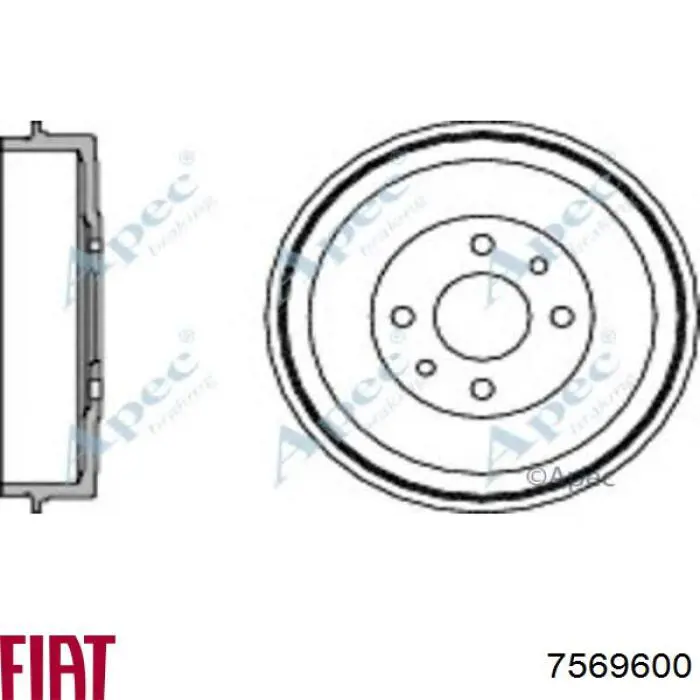 7569600 Fiat/Alfa/Lancia Tambor de freno trasero